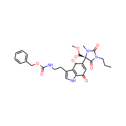 CCCN1C(=O)N(C)[C@@](C(=O)OC)(C2=CC(=O)c3[nH]cc(CCNC(=O)OCc4ccccc4)c3C2=O)C1=O ZINC000014977584