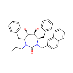 CCCN1C(=O)N(Cc2ccc3ccccc3c2)[C@H](Cc2ccccc2)[C@H](O)[C@@H](O)[C@H]1Cc1ccccc1 ZINC000014946452