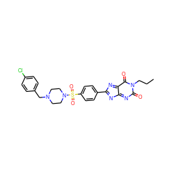 CCCN1C(=O)N=C2N=C(c3ccc(S(=O)(=O)N4CCN(Cc5ccc(Cl)cc5)CC4)cc3)N=C2C1=O ZINC000207209299