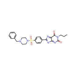 CCCN1C(=O)N=C2N=C(c3ccc(S(=O)(=O)N4CCN(Cc5ccccc5)CC4)cc3)N=C2C1=O ZINC000039953586