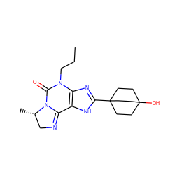 CCCN1C(=O)N2C(=NC[C@@H]2C)c2[nH]c(C34CCC(O)(CC3)CC4)nc21 ZINC000036273991