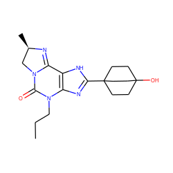 CCCN1C(=O)N2C[C@@H](C)N=C2c2[nH]c(C34CCC(O)(CC3)CC4)nc21 ZINC000036273986