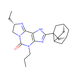 CCCN1C(=O)N2C[C@H](CC)N=C2c2[nH]c(C34C[C@@H]5CC3C[C@H](C5)C4)nc21 ZINC000100642052