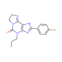 CCCN1C(=O)N2CCN=C2c2[nH]c(-c3ccc(Br)cc3)nc21 ZINC000013912143