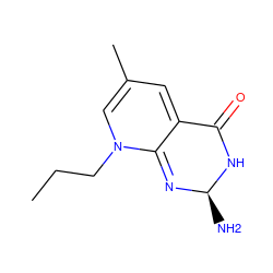 CCCN1C=C(C)C=C2C(=O)N[C@@H](N)N=C21 ZINC000027428525