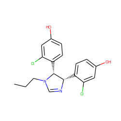 CCCN1C=N[C@@H](c2ccc(O)cc2Cl)[C@H]1c1ccc(O)cc1Cl ZINC000013559440