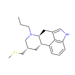 CCCN1C[C@@H](CSC)C[C@H]2c3cccc4[nH]cc(c34)C[C@@H]21 ZINC000003831297