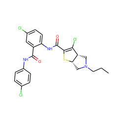 CCCN1C[C@@H]2SC(C(=O)Nc3ccc(Cl)cc3C(=O)Nc3ccc(Cl)cc3)=C(Cl)[C@@H]2C1 ZINC000028713127