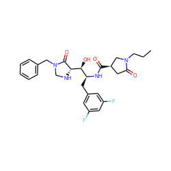 CCCN1C[C@H](C(=O)N[C@@H](Cc2cc(F)cc(F)c2)[C@H](O)[C@@H]2NCN(Cc3ccccc3)C2=O)CC1=O ZINC000040943053