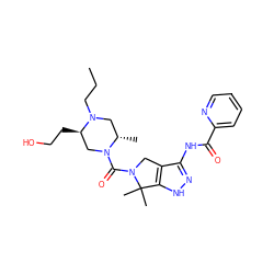 CCCN1C[C@H](C)N(C(=O)N2Cc3c(NC(=O)c4ccccn4)n[nH]c3C2(C)C)C[C@H]1CCO ZINC000114180990