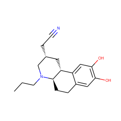CCCN1C[C@H](CC#N)C[C@@H]2c3cc(O)c(O)cc3CC[C@H]21 ZINC000028014407