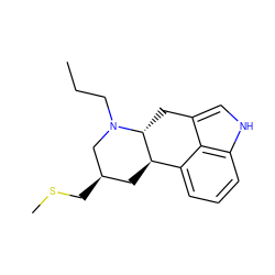 CCCN1C[C@H](CSC)C[C@@H]2c3cccc4[nH]cc(c34)C[C@H]21 ZINC000003786466