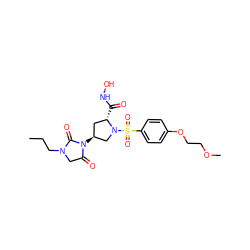 CCCN1CC(=O)N([C@H]2C[C@H](C(=O)NO)N(S(=O)(=O)c3ccc(OCCOC)cc3)C2)C1=O ZINC000013835772