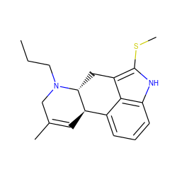 CCCN1CC(C)=C[C@@H]2c3cccc4[nH]c(SC)c(c34)C[C@H]21 ZINC000013826372