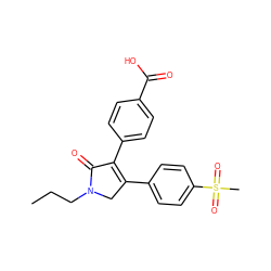 CCCN1CC(c2ccc(S(C)(=O)=O)cc2)=C(c2ccc(C(=O)O)cc2)C1=O ZINC000040895252