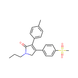 CCCN1CC(c2ccc(S(C)(=O)=O)cc2)=C(c2ccc(C)cc2)C1=O ZINC000003938664