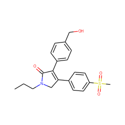 CCCN1CC(c2ccc(S(C)(=O)=O)cc2)=C(c2ccc(CO)cc2)C1=O ZINC000040893254