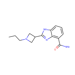 CCCN1CC(c2nc3c(C(N)=O)cccc3[nH]2)C1 ZINC000040980533