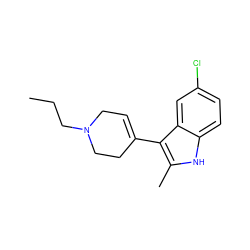 CCCN1CC=C(c2c(C)[nH]c3ccc(Cl)cc23)CC1 ZINC000028523079