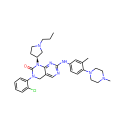 CCCN1CC[C@H](N2C(=O)N(c3ccccc3Cl)Cc3cnc(Nc4ccc(N5CCN(C)CC5)c(C)c4)nc32)C1 ZINC001772651862