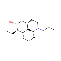 CCCN1CC[C@H]2C[C@@H](O)[C@H](CC)[C@H]3CCC[C@@H]1[C@H]23 ZINC001772607508