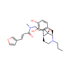 CCCN1CC[C@H]2c3c(ccc(O)c3O)C[C@@H]1[C@]2(O)CCCN(C)C(=O)/C=C/c1ccoc1 ZINC000095598331