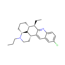 CCCN1CC[C@H]2c3cc4cc(Cl)ccc4nc3[C@H](CC)[C@H]3CCC[C@@H]1[C@@H]32 ZINC001772605278