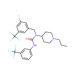 CCCN1CCC(N(Cc2cc(F)cc(C(F)(F)F)c2)C(=O)Nc2cccc(C(F)(F)F)c2)CC1 ZINC001772573434