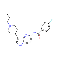 CCCN1CCC(c2c[nH]c3ccc(NC(=O)c4ccc(F)cc4)nc23)CC1 ZINC000013523791