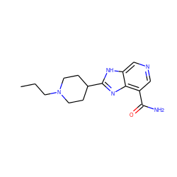 CCCN1CCC(c2nc3c(C(N)=O)cncc3[nH]2)CC1 ZINC000095602607