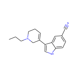 CCCN1CCC=C(c2c[nH]c3ccc(C#N)cc23)C1 ZINC000026748982