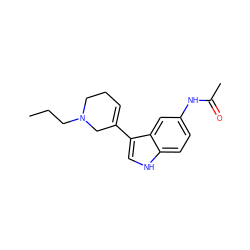 CCCN1CCC=C(c2c[nH]c3ccc(NC(C)=O)cc23)C1 ZINC000026817593