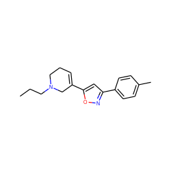 CCCN1CCC=C(c2cc(-c3ccc(C)cc3)no2)C1 ZINC000000005862