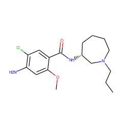 CCCN1CCCC[C@@H](NC(=O)c2cc(Cl)c(N)cc2OC)C1 ZINC000027706541