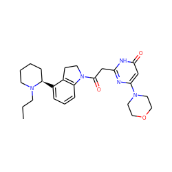 CCCN1CCCC[C@H]1c1cccc2c1CCN2C(=O)Cc1nc(N2CCOCC2)cc(=O)[nH]1 ZINC001772616386