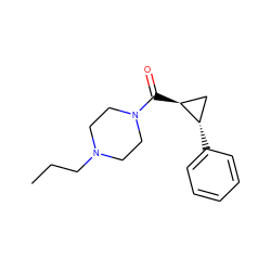 CCCN1CCN(C(=O)[C@H]2C[C@@H]2c2ccccc2)CC1 ZINC000113831642