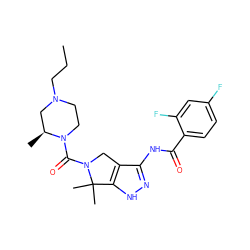 CCCN1CCN(C(=O)N2Cc3c(NC(=O)c4ccc(F)cc4F)n[nH]c3C2(C)C)[C@@H](C)C1 ZINC000149157936