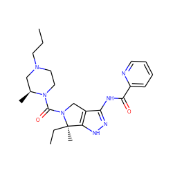 CCCN1CCN(C(=O)N2Cc3c(NC(=O)c4ccccn4)n[nH]c3[C@@]2(C)CC)[C@@H](C)C1 ZINC000149329419