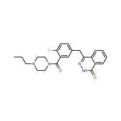 CCCN1CCN(C(=O)c2cc(Cc3n[nH]c(=O)c4ccccc34)ccc2F)CC1 ZINC000040952896