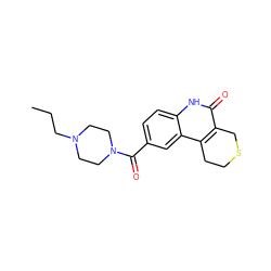 CCCN1CCN(C(=O)c2ccc3[nH]c(=O)c4c(c3c2)CCSC4)CC1 ZINC000103173653