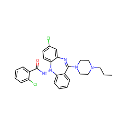 CCCN1CCN(C2=Nc3cc(Cl)ccc3N(NC(=O)c3ccccc3Cl)c3ccccc32)CC1 ZINC000036089468