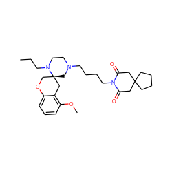 CCCN1CCN(CCCCN2C(=O)CC3(CCCC3)CC2=O)C[C@@]12COc1cccc(OC)c1C2 ZINC000026018312