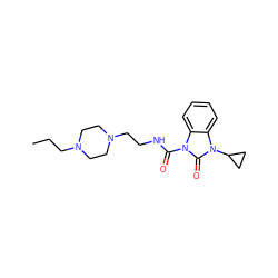 CCCN1CCN(CCNC(=O)n2c(=O)n(C3CC3)c3ccccc32)CC1 ZINC000022939306