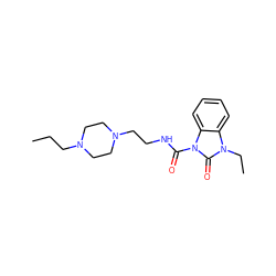 CCCN1CCN(CCNC(=O)n2c(=O)n(CC)c3ccccc32)CC1 ZINC000022939298