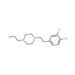 CCCN1CCN(CCc2ccc(Cl)c(Cl)c2)CC1 ZINC000022778697