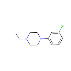 CCCN1CCN(c2cccc(Cl)c2)CC1 ZINC000013724924