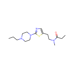 CCCN1CCN(c2ncc(CCN(C)C(=O)CC)s2)CC1 ZINC000040408678