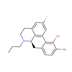 CCCN1CCc2cc(F)cc3c2[C@H]1Cc1ccc(O)c(O)c1-3 ZINC000026841490