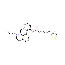 CCCN1CCc2cccc3c2[C@@H]1Cc1cccc(OC(=O)CCCC[C@@H]2CCSS2)c1-3 ZINC000072175903