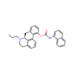 CCCN1CCc2cccc3c2[C@@H]1Cc1cccc(OC(=O)Nc2cccc4ccccc24)c1-3 ZINC000072176063